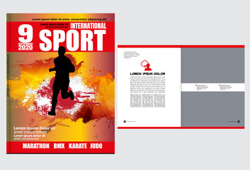 Printing magazine with sport subject in background, easy to editable vector