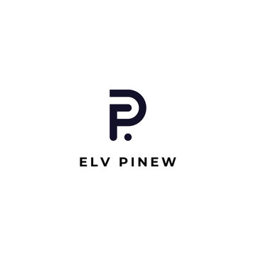 letter logo P + E lines with a simple concept