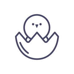 eggshell with cute little chicken, line style icon