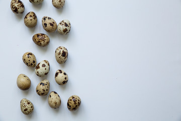quail eggs on a white background. Easter and easter decoration