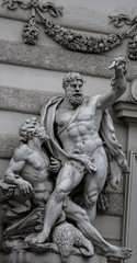 Sculpture of Hercules proclaimed winner at the entrance of the Imperial Hofburg Palace.