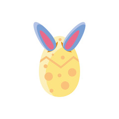 easter egg with bunny ears icon, colorful and flat style design