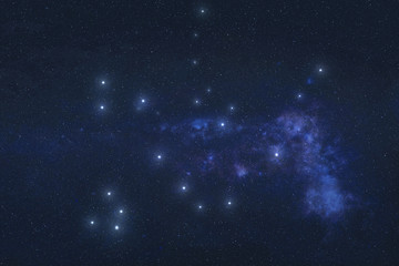 Draco and Ursa Minor Constellations in outer space. Zodiac Sign Ursa Minor and Dragon constellation...
