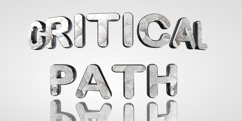 Critical Path  - 3D Rendering  Word on Gray Background - Concept Graphic Letter Illustration