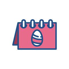 calendar with easter egg icon, colorful and line style design