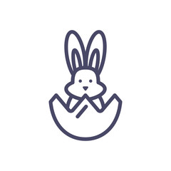 eggshell with cute rabbit icon, line style icon