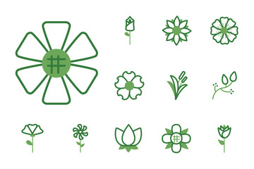 bundle of flowers half color style icons
