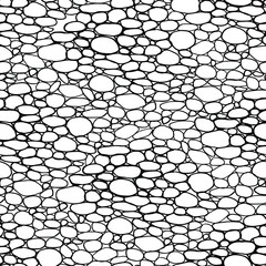Seamless stonework pattern/ Black and white stone wall or pebble beach texture/ Cobblestone pavement background/ Hand drawn vector illustration