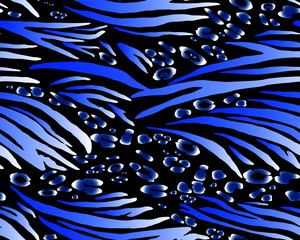 Full Seamless Leopard Zebra Stripes Pattern Texture Vector. Endless blue and white cheetah design for dress fabric print. © MSK Design
