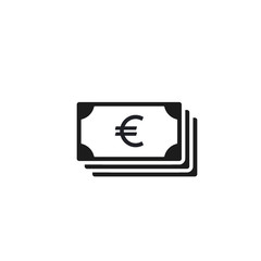 Money Cash Icon in flat style isolated on white. Euro Currency Money symbol Vector illustration