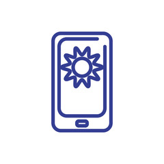 cellphone with sun icon, line style design