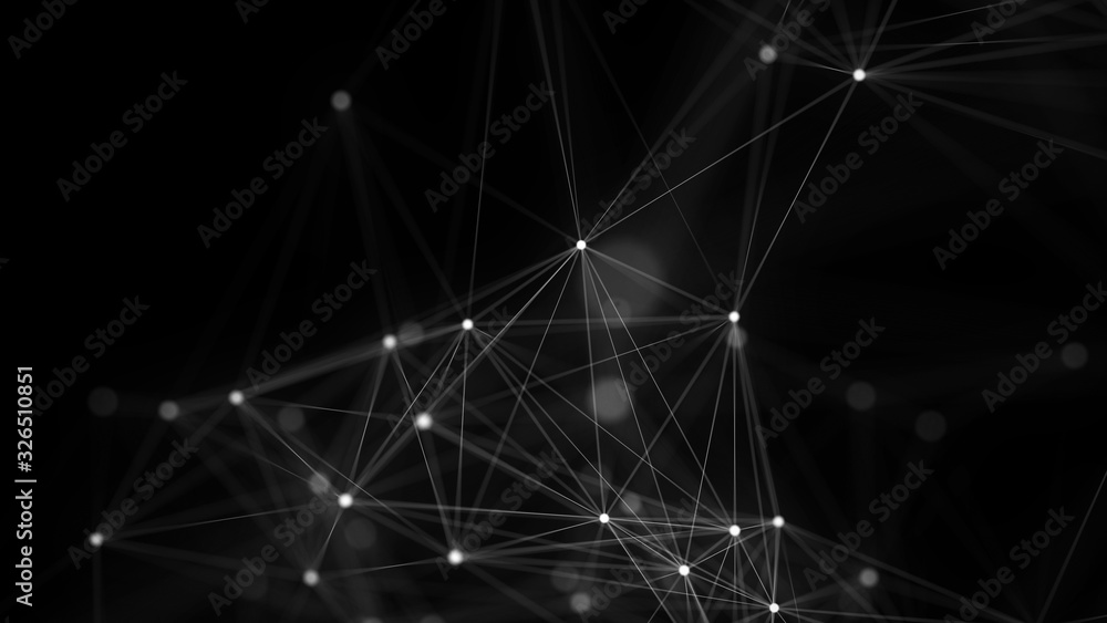 Aufkleber Abstract digital background. Big data visualization. Network connection structure. Science dark background. 3d rendering.