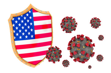 Obraz premium Protection of the United States from coronavirus. 3D rendering