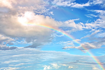 Rainbow in the ocean after rain and thunderstorm.