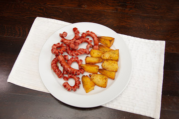 sliced sausages with  nature potatoes