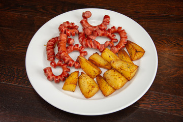 sliced sausages with  nature potatoes