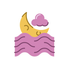 moon, cloud and sea, flat style icon