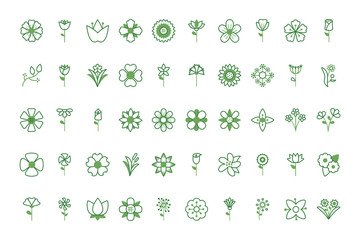 bundle of flowers half color style icons