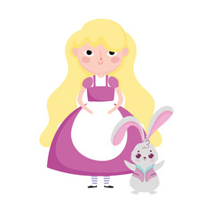 girl and rabbit cartoon characters wonderland