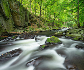 Bode im Bodetal bei Thale, Felsen und Stromschnellen, Nationalpark Harz, Sachsen-Anhalt, Deutschland