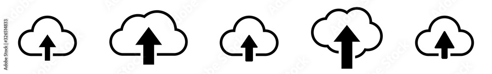 Poster cloud upload icon black | clouds arrow up illustration | computing storage symbol | server data inte