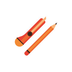 scalpel and pencil supplies isolated icon