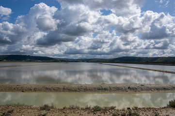 Obraz premium Secovlje Saltworks largest Slovenian salt evaporation pond on Adratic sea, natural and industrial landscape in Slovenia Piran