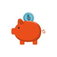 piggy bank with coin money business financial color tone and fill