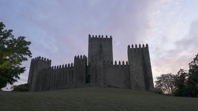 Guimaraes castle at sunset, in Portugal