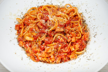 platter with Spaghetti Napoli