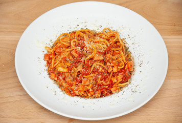 platter with Spaghetti Napoli
