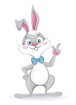 Happy Easter. Cartoon rabbit