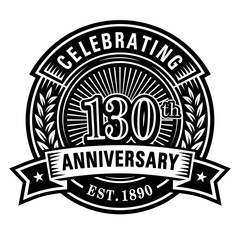 130 years of celebrations design template. 130th logo. Vector and illustrations.