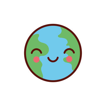 cute earth planet kawaii comic character icon