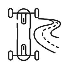 Freeboarding black line icon. Form of skateboarding. Pictogram for web page, mobile app, promo. UI UX GUI design element. Editable stroke.
