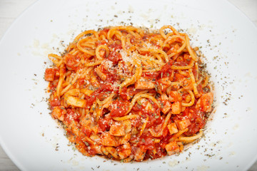 platter with Spaghetti Roma ,