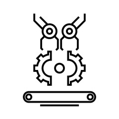 Industry robots line icon, concept sign, outline vector illustration, linear symbol.