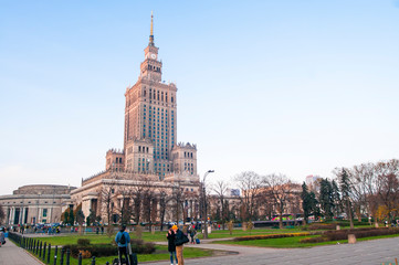 Fototapeta na wymiar Warsaw, Poland, November 2019. Palace of culture and science (Palac kultury i nauki)