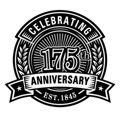 175 years of celebrations design template. 175th logo. Vector and illustrations.
