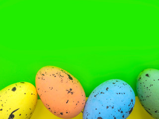 yellow background with colorful easter eggs