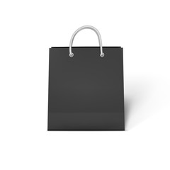 Black Shopping Bag with Handles Up Vector Illustration
