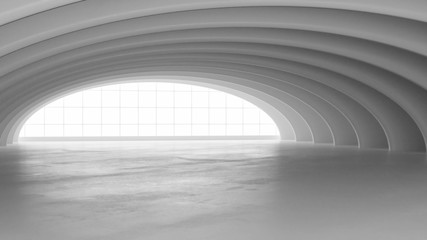 Abstract modern white metal airship hangar roof structure of modern building futuristic 3d render illustration - obrazy, fototapety, plakaty