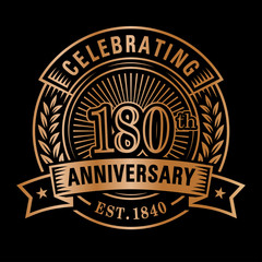 180 years of celebrations design template. 180th logo. Vector and illustrations.