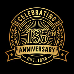 185 years of celebrations design template. 185th logo. Vector and illustrations.