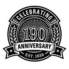 190 years of celebrations design template. 190th logo. Vector and illustrations.