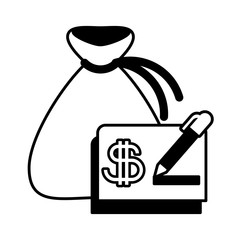 bag with money on white background