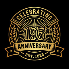 195 years of celebrations design template. 195th logo. Vector and illustrations.