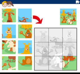 jigsaw puzzle game with cartoon dog characters