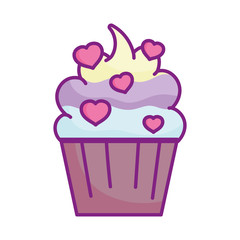 happy valentines day, sweet cupcake hearts love dessert cartoon