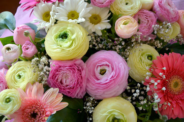 beautiful bouquet with bright colored flowers 